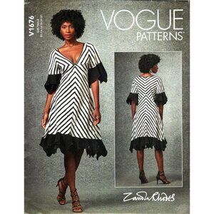 Vogue V1676 Misses 14 to 22 Zandra Rhodes Handkerchief Hem Dress Sewing Pattern